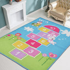 Multicolor Number Pattern Rug Polyester Kids Rug Pet Friendly Washable Non-Slip Rug for Bedroom