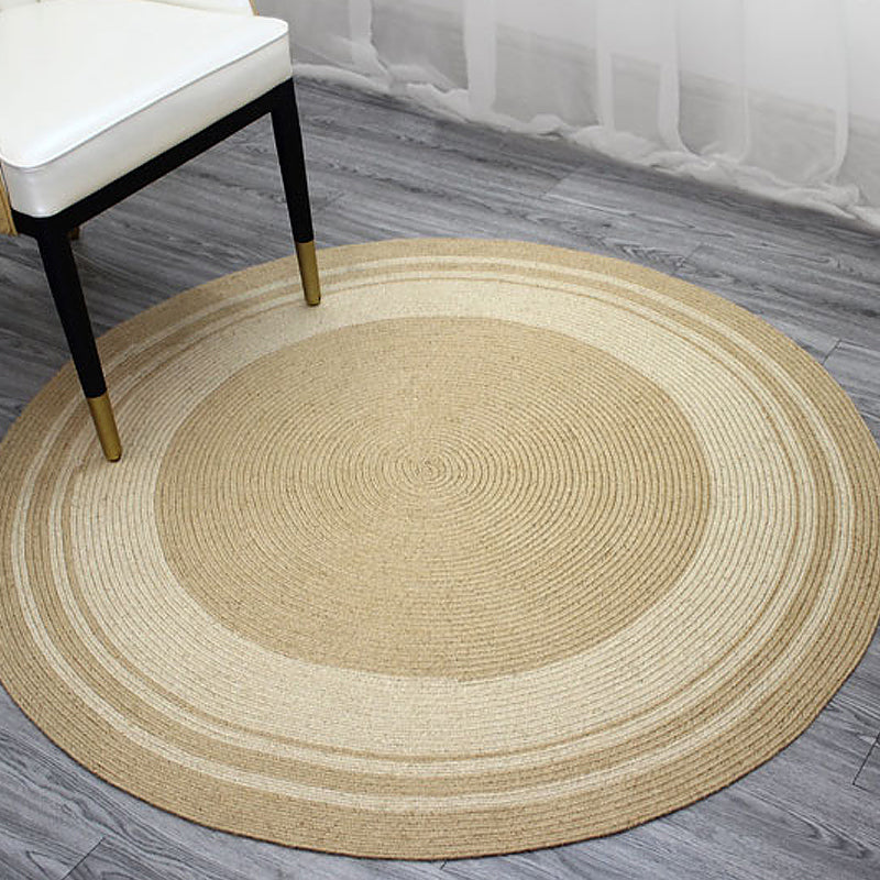 Brown Bedroom Carpet Rustic Circular Pattern Rug Sisal Washable Non-Slip Backing Pet-Friendly Rug
