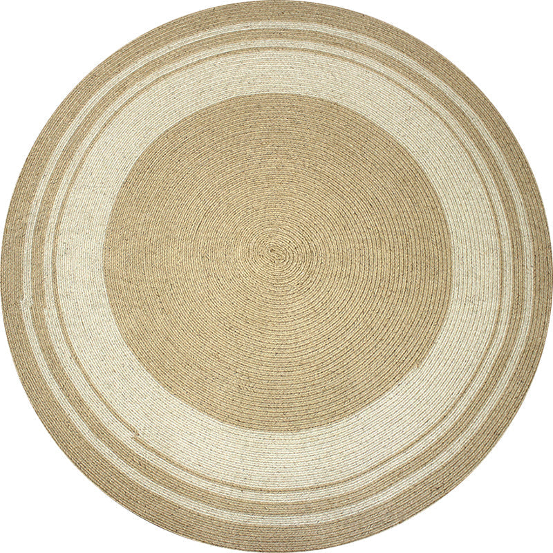 Brown Bedroom Carpet Rustic Circular Pattern Rug Sisal Washable Non-Slip Backing Pet-Friendly Rug