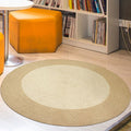 Brown Bedroom Carpet Rustic Circular Pattern Rug Sisal Washable Non-Slip Backing Pet-Friendly Rug