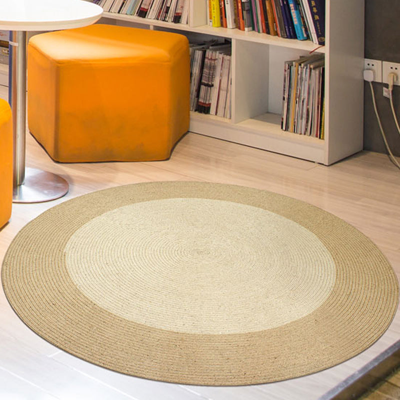 Brown Bedroom Carpet Rustic Circular Pattern Rug Sisal Washable Non-Slip Backing Pet-Friendly Rug