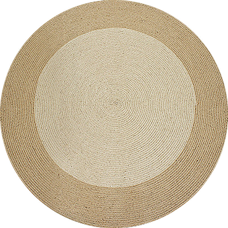 Brown Bedroom Carpet Rustic Circular Pattern Rug Sisal Washable Non-Slip Backing Pet-Friendly Rug