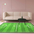 Green Soccer Field Pattern Carpet Polyester Kids Carpet Pet Friendly Washable Non-Slip Area Rug for Bedroom