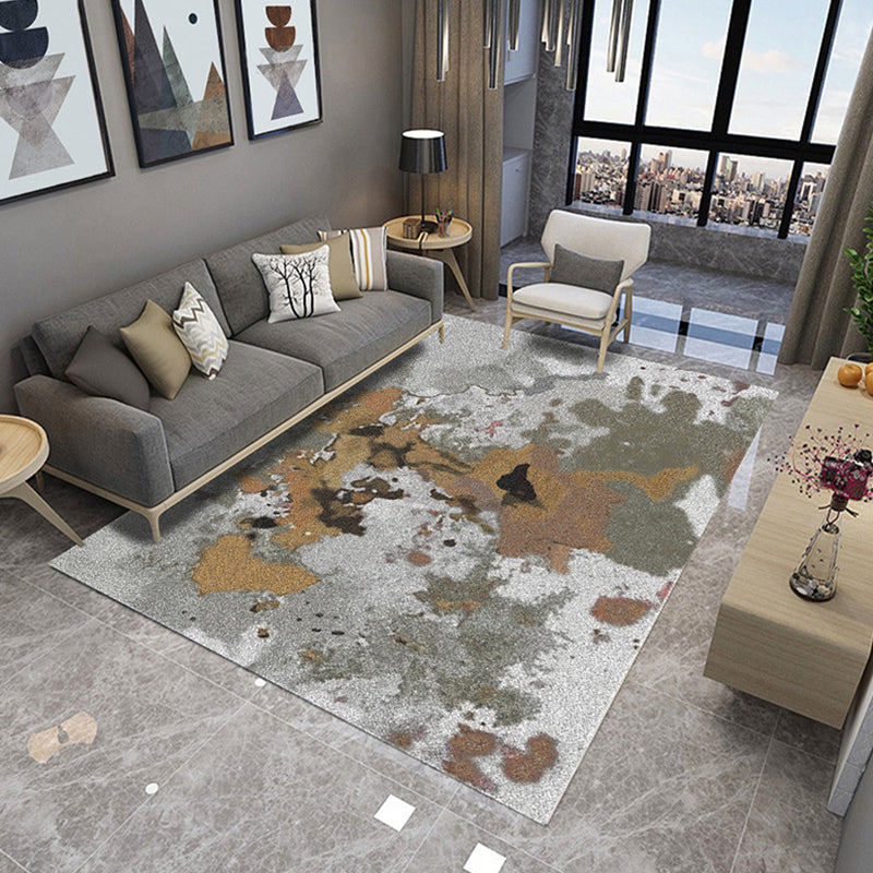 Multicolor Bedroom Carpet Industrial Abstract Rug Polyester Washable Non-Slip Backing Pet-Friendly Rug