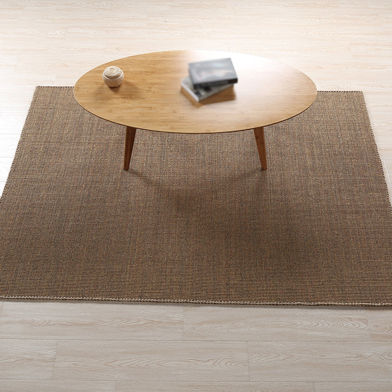 Brown Bedroom Rug Country Striped Pattern Rug Jute Washable Non-Slip Backing Pet Friendly Carpet