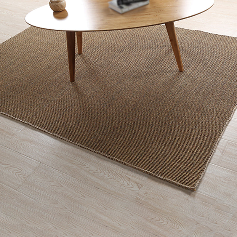 Brown Bedroom Rug Country Striped Pattern Rug Jute Washable Non-Slip Backing Pet Friendly Carpet