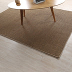 Brown Bedroom Rug Country Striped Pattern Rug Jute Washable Non-Slip Backing Pet Friendly Carpet
