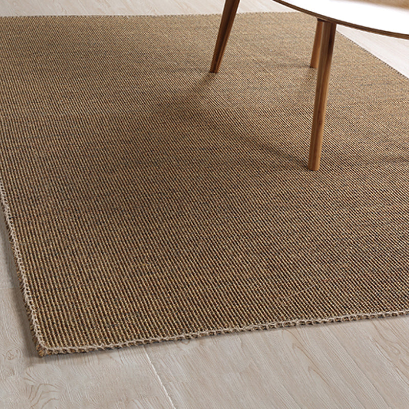 Brown Bedroom Rug Country Striped Pattern Rug Jute Washable Non-Slip Backing Pet Friendly Carpet