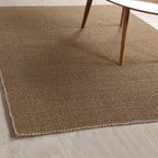 Brown Bedroom Rug Country Striped Pattern Rug Jute Washable Non-Slip Backing Pet Friendly Carpet