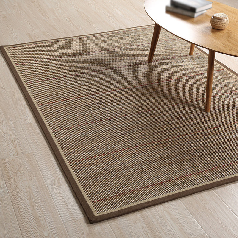 Simple Country Carpet Brown Striped Pattern Carpet Pet Friendly Washable Non-slip Felt for Living Room