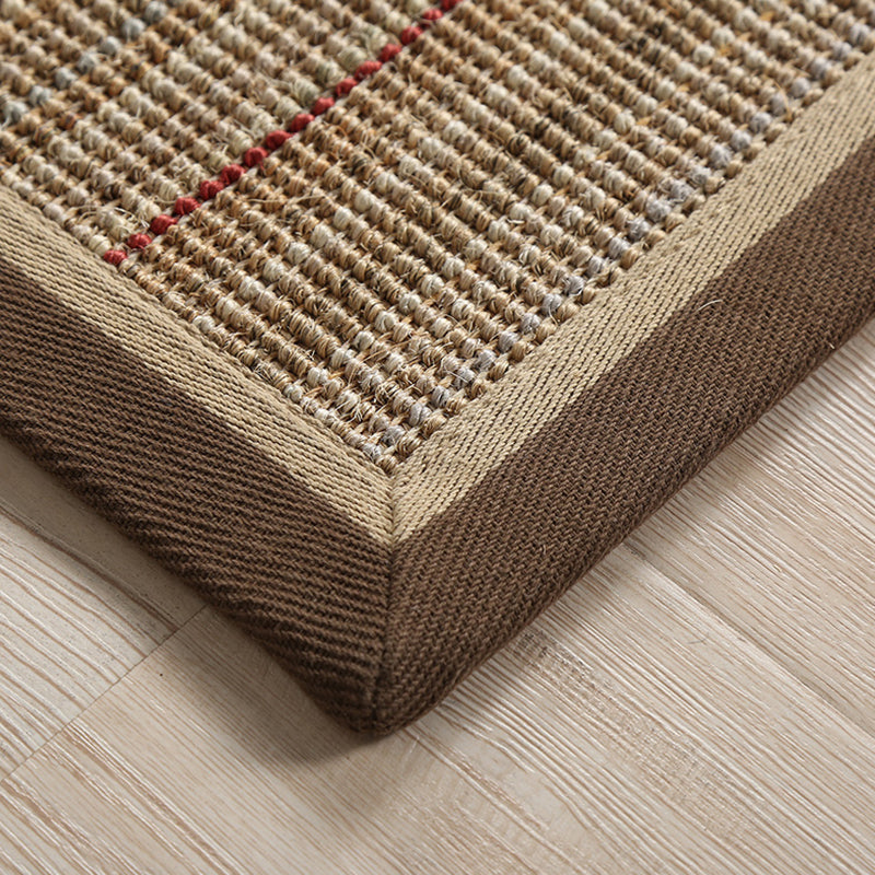 Simple Country Carpet Brown Striped Pattern Carpet Pet Friendly Washable Non-slip Felt for Living Room