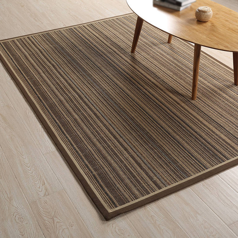 Brown Striped Pattern Rug Sisal Country Rug Pet Friendly Washable Non-Slip Rug for Living Room