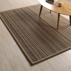 Brown Striped Pattern Rug Sisal Country Rug Pet Friendly Washable Non-Slip Rug for Living Room