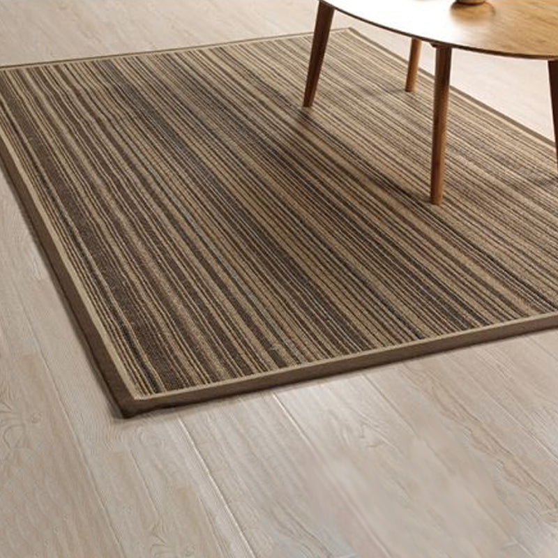 Brown Striped Pattern Rug Sisal Country Rug Pet Friendly Washable Non-Slip Rug for Living Room