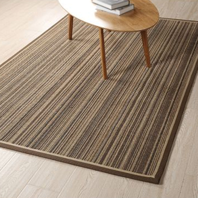 Brown Striped Pattern Rug Sisal Country Rug Pet Friendly Washable Non-Slip Rug for Living Room