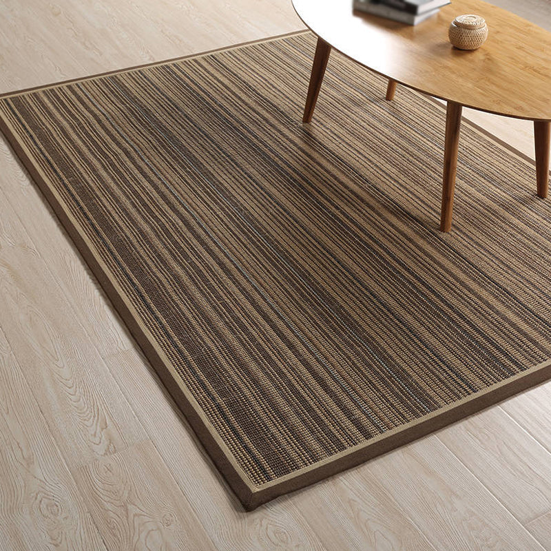 Rustic Striped Pattern Area Rug Brown Sisal Rug Non-Slip Pet-Friendly Washable Area Rug for Living Room