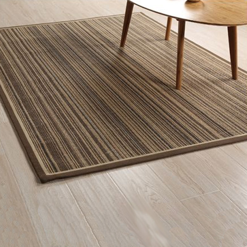 Rustic Striped Pattern Area Rug Brown Sisal Rug Non-Slip Pet-Friendly Washable Area Rug for Living Room