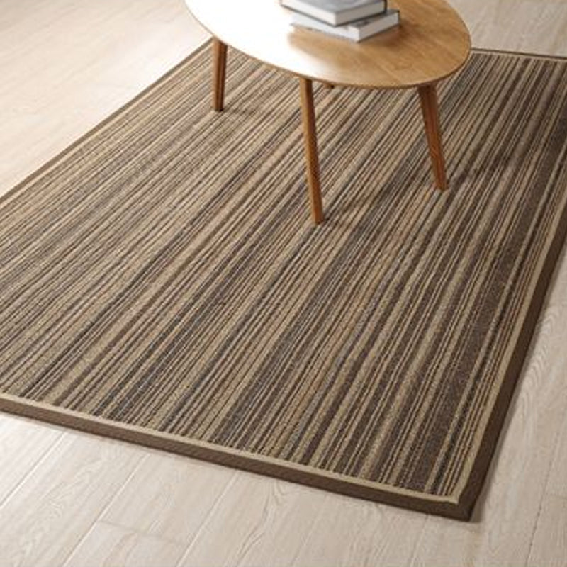 Rustic Striped Pattern Area Rug Brown Sisal Rug Non-Slip Pet-Friendly Washable Area Rug for Living Room