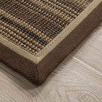 Rustic Striped Pattern Area Rug Brown Sisal Rug Non-Slip Pet-Friendly Washable Area Rug for Living Room