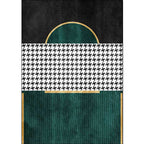 Green Living Room Carpet Modernism Geometric and Houndstooth Pattern Carpet Polyester Washable Non-Slip Back Pet Friendly Carpet