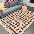 Modernist Houndstooth Pattern Carpet Orange Red Polyester Carpet Non-slip Pet-friendly Washable Carpet for Bedroom