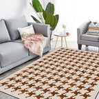 Modernist Houndstooth Pattern Carpet Orange Red Polyester Carpet Non-slip Pet-friendly Washable Carpet for Bedroom