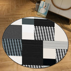 Stylish geometric patterned carpet with houndstooth black modern carpet polyester pet-friendly washable non-slip carpet for the bedroom