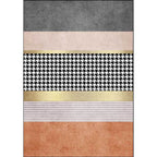 Modernist Houndstooth Pattern Carpet Orange Polyester Carpet Non-Slip Pet-Friendly Washable Carpet for Bedroom