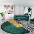 Green Living Room Carpet Modernism Houndstooth Pattern Carpet Polyester Washable Non-Slip Underlay Pet-Friendly Carpet