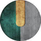 Green Living Room Carpet Modernism Houndstooth Pattern Carpet Polyester Washable Non-Slip Underlay Pet-Friendly Carpet