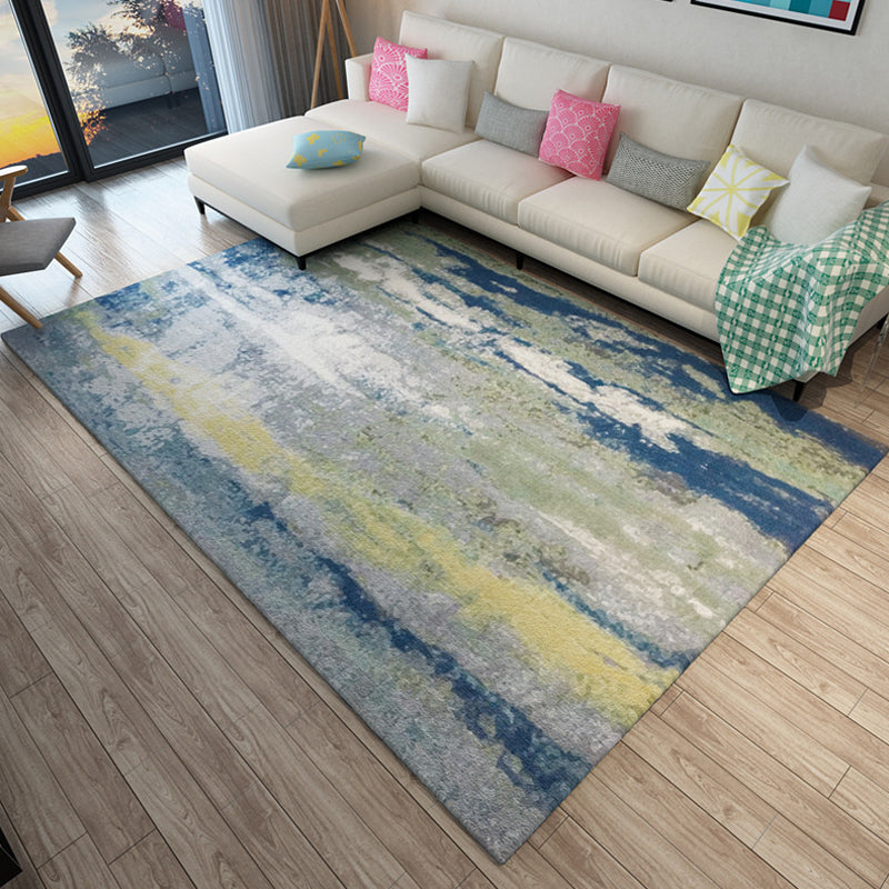 Multicolor Living Room Rug Industrial Abstract Rug Polyester Washable Non-Slip Back Pet-Friendly Rug