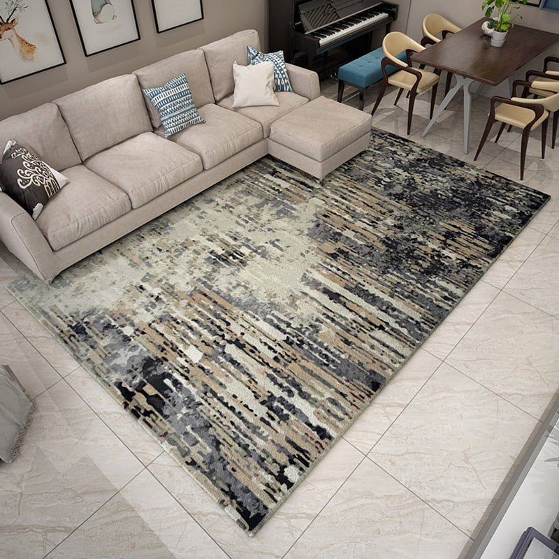Multicolor Living Room Rug Industrial Abstract Rug Polyester Washable Non-Slip Back Pet-Friendly Rug