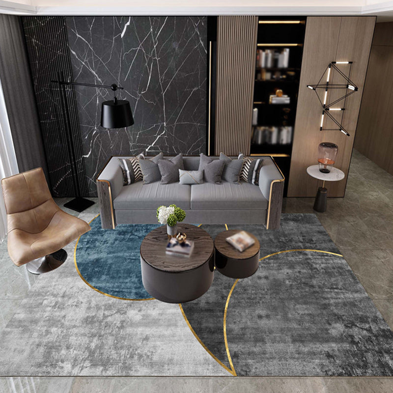 Multicolor Living Room Rug Industrial Abstract Rug Polyester Washable Non-Slip Back Pet-Friendly Rug
