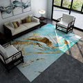 Industrial Watercolor Pattern Carpet Blue Polyester Carpet Non-Slip Pet Friendly Washable Area Rug for Bedroom
