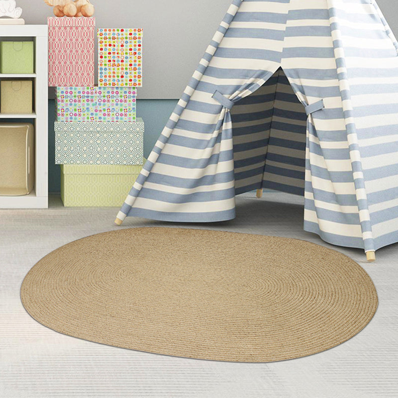 Brown Solid Color Rug Sisal Country Rug Pet Friendly Washable Non-Slip Rug for Bedroom