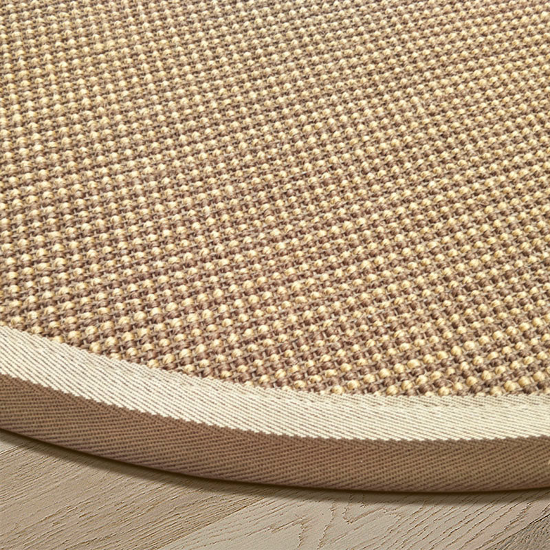 Brown Living Room Rug Rustic Circle Pattern Rug Sisal Washable Non-Slip Backing Pet-Friendly Rug