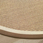 Brown Living Room Rug Rustic Circle Pattern Rug Sisal Washable Non-Slip Backing Pet-Friendly Rug