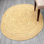 Country Solid Color Carpet Beige and Yellow Jute Carpet Non-Slip Pet-Friendly Washable Area Rug for Study