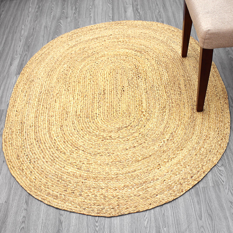 Country Solid Color Carpet Beige and Yellow Jute Carpet Non-Slip Pet-Friendly Washable Area Rug for Study