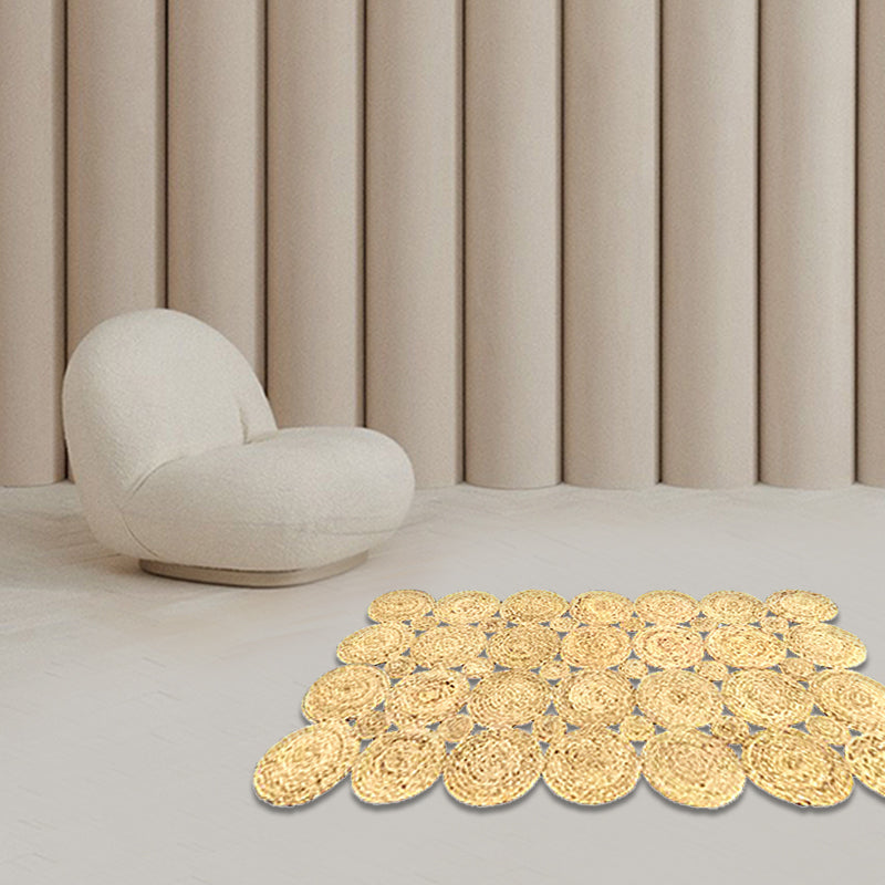 Country Solid Color Carpet Beige and Yellow Jute Carpet Non-Slip Pet-Friendly Washable Area Rug for Study