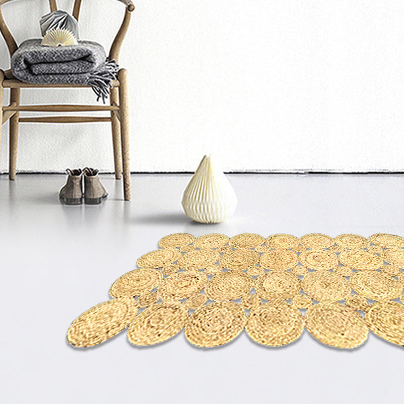 Country Solid Color Carpet Beige and Yellow Jute Carpet Non-Slip Pet-Friendly Washable Area Rug for Study