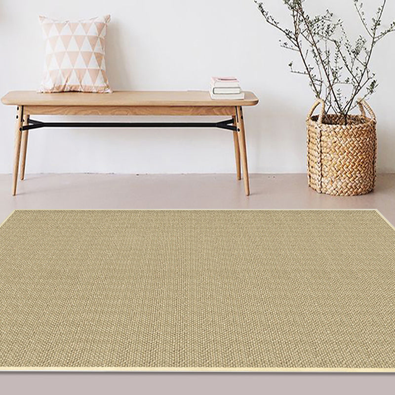 Brown Living Room Rug Rustic Solid Color Rug Sisal Washable Non-Slip Back Pet-Friendly Rug