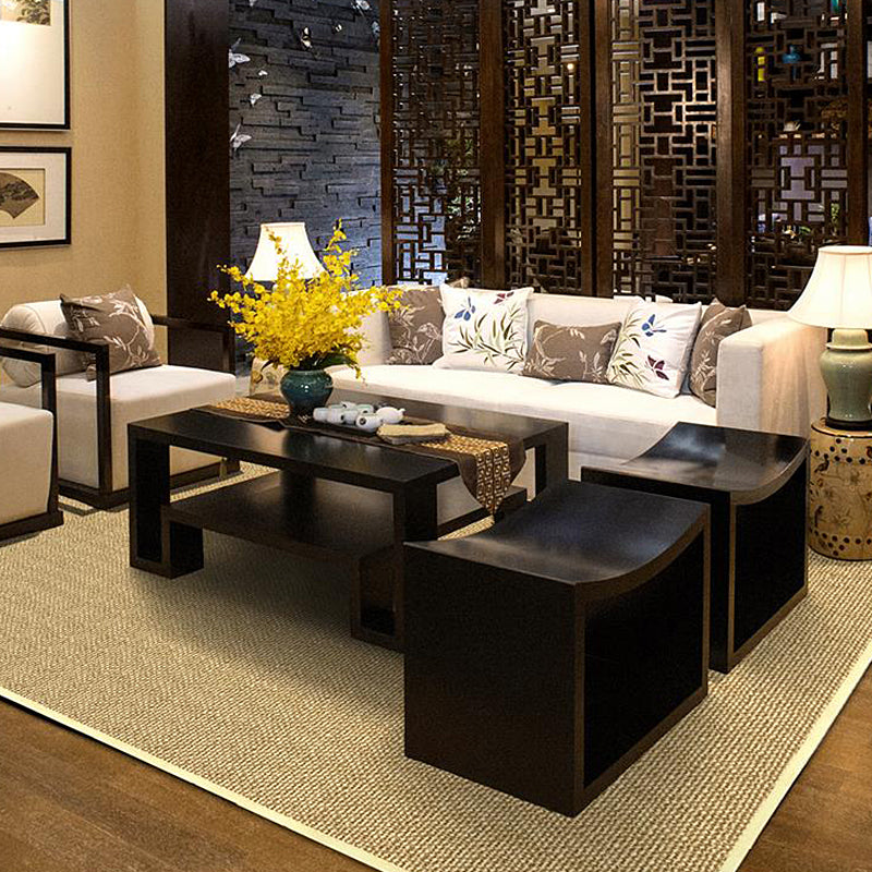 Brown Living Room Rug Rustic Solid Color Rug Sisal Washable Non-Slip Back Pet-Friendly Rug