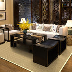 Brown Living Room Rug Rustic Solid Color Rug Sisal Washable Non-Slip Back Pet-Friendly Rug