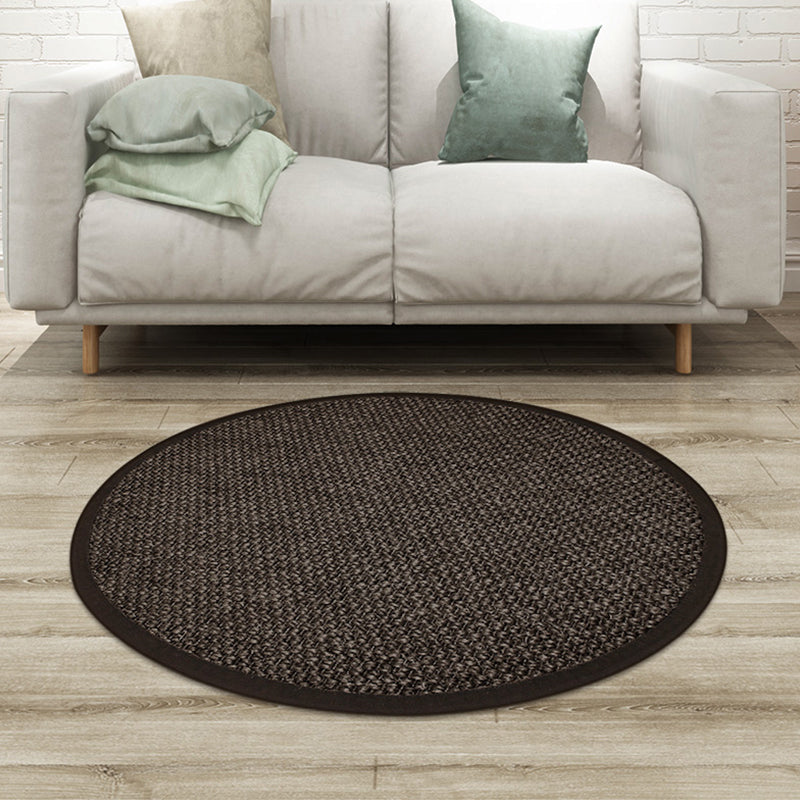 Country Solid Color Area Rug Black Jute Rug Non-Slip Pet Friendly Washable Area Rug for Study