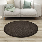 Country Solid Color Area Rug Black Jute Rug Non-Slip Pet Friendly Washable Area Rug for Study