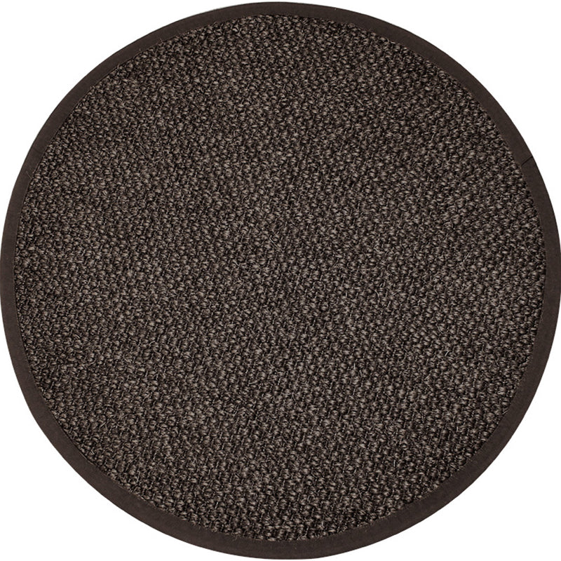 Country Solid Color Area Rug Black Jute Rug Non-Slip Pet Friendly Washable Area Rug for Study