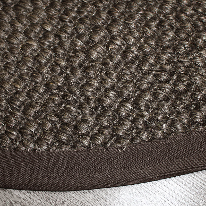 Country Solid Color Area Rug Black Jute Rug Non-Slip Pet Friendly Washable Area Rug for Study