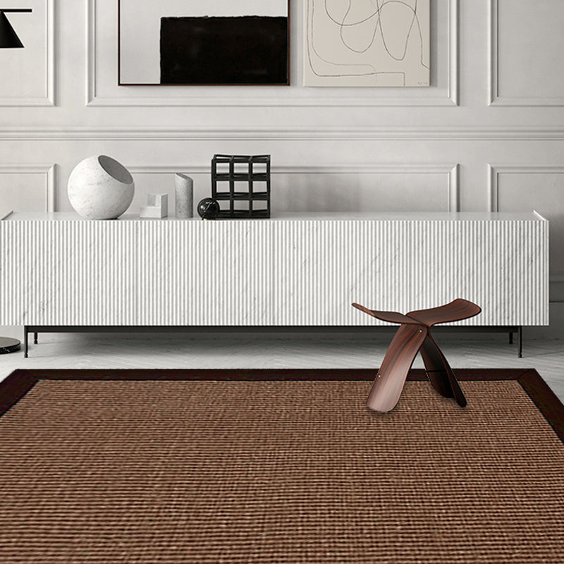 Casual Plain Rug Brown Country Rug Jute Pet-Friendly Washable Non-Slip Rug for Decoration