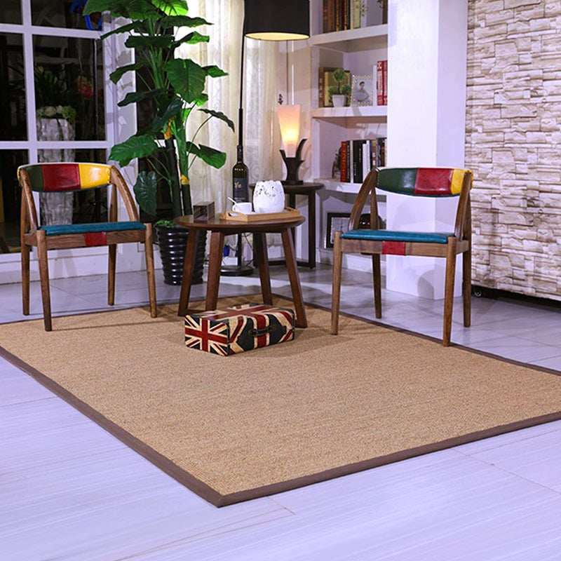 Brown Solid Color Rug Sisal Country Rug Pet Friendly Washable Non-Slip Rug for Bedroom